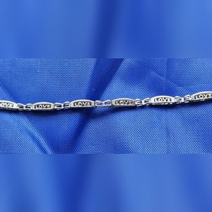 Nice "LOVE" Bracelet w/ Diamonds 7" Sterling Silver 925